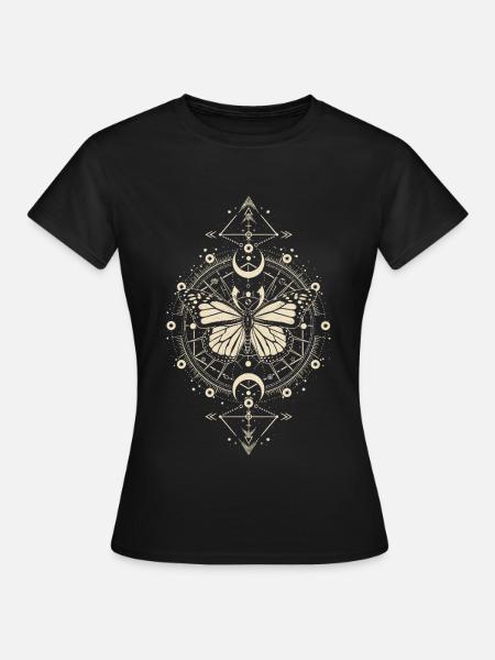 Astronomie - Mystischer Monarch Mondphase Schmetterling - Frauen T-Shirt - Schwarz