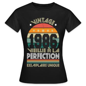1986 – Vintage – Unique copy - Women's T-Shirt - black - Front - AI Model Female 172 dark (172cm)