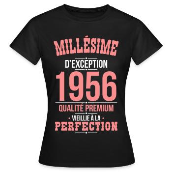 1956 – Millésime d’exception – Qualité premium - T-shirt Femme - noir - Devant - AI Model Female 172 dark (172cm)