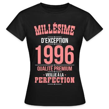 1996 – Außergewöhnlicher Jahrgang – Premiumqualität - Frauen T-Shirt - Schwarz - Vorne - AI Model Female 172 dark (172cm)