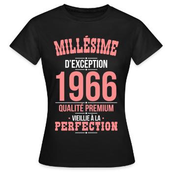 1966 – Millésime d’exception – Qualité premium - T-shirt Femme - noir - Devant - AI Model Female 172 dark (172cm)