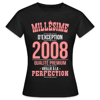 2008 – Außergewöhnlicher Vintage – Premiumqualität - Frauen T-Shirt - Schwarz - Vorne - AI Model Female 172 dark (172cm)