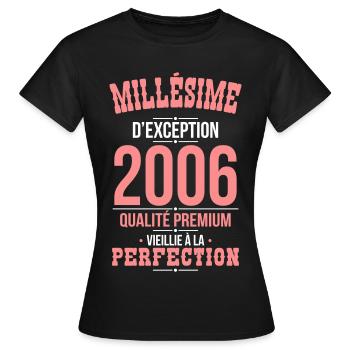 2006 – Außergewöhnlicher Jahrgang – Premiumqualität - Frauen T-Shirt - Schwarz - Vorne - AI Model Female 172 dark (172cm)
