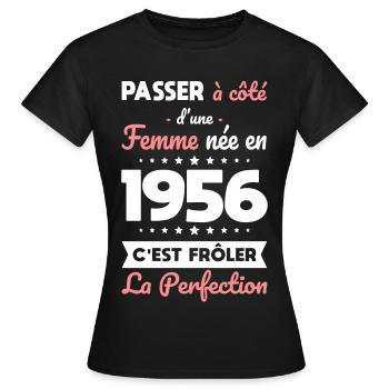 Geboren 1956 – Nahezu Perfektion - Frauen T-Shirt - Schwarz - Vorne - AI Model Female 172 dark (172cm)