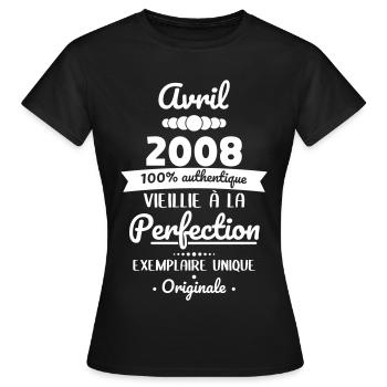 18. Geburtstag – April 2008 Original - Frauen T-Shirt - Schwarz - Vorne - AI Model Female 172 dark (172cm)