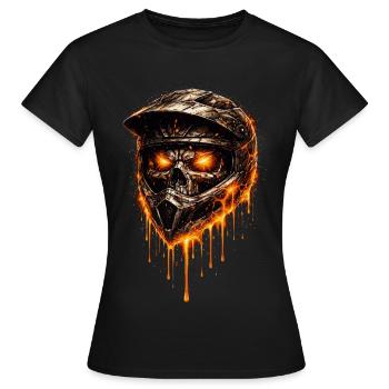 Fire Skeleton Motocross-Helm | Design Badass - Frauen T-Shirt - Schwarz - Vorne - AI Model Female 172 dark (172cm)