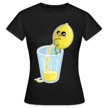Le citron fait du jus – Dessin animé drôle - T-shirt Femme - noir - Devant - AI Model Female 172 dark (172cm)