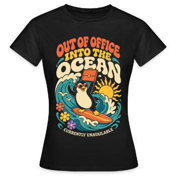 Pinguin im Urlaub – Out of Office - Frauen T-Shirt - Schwarz - Vorne - AI Model Female 172 dark (172cm)