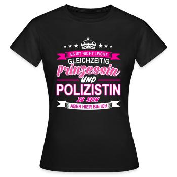 Polizistin - Frauen T-Shirt - Schwarz - Vorne - AI Model Female 172 dark (172cm)