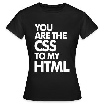 Vous êtes le CSS à mon HTML - T-shirt Femme - noir - Devant - AI Model Female 172 dark (172cm)