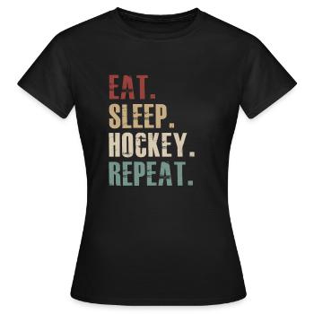 Mangez Sommeil Hockey Repeat - T-shirt Femme - noir - Devant - AI Model Female 172 dark (172cm)