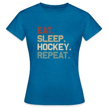 Mangez Sommeil Hockey Repeat - T-shirt Femme - bleu saphir antique chiné - Devant - AI Model Female 172 dark (172cm)