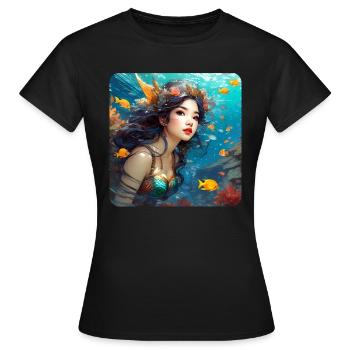 Niedliche Meerjungfrau mit Fischen Anime - Frauen T-Shirt - Schwarz - Vorne - AI Model Female 172 dark (172cm)