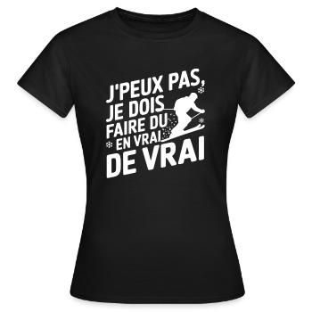 je dois faire du Ski - T-shirt Femme - noir - Devant - AI Model Female 172 dark (172cm)