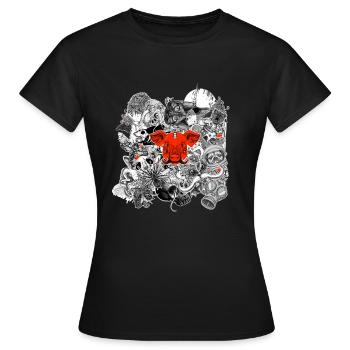 Aufkleber Tier - Frauen T-Shirt - Schwarz - Vorne - AI Model Female 172 dark (172cm)