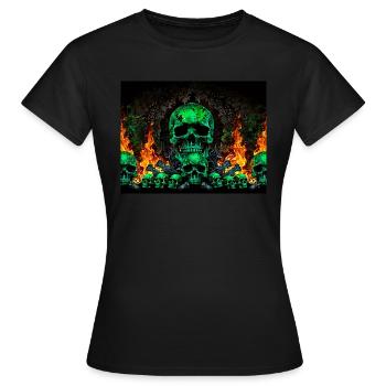 Crânes enflammés - T-shirt Femme - noir - Devant - AI Model Female 172 dark (172cm)