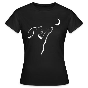 Hund schaut Mond an - Frauen T-Shirt - Schwarz - Vorne - AI Model Female 172 dark (172cm)