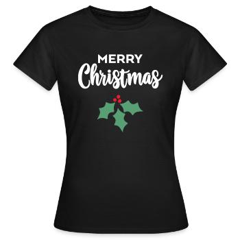 Merry Christmas Holly - Women's T-Shirt - black - Front - AI Model Female 172 dark (172cm)