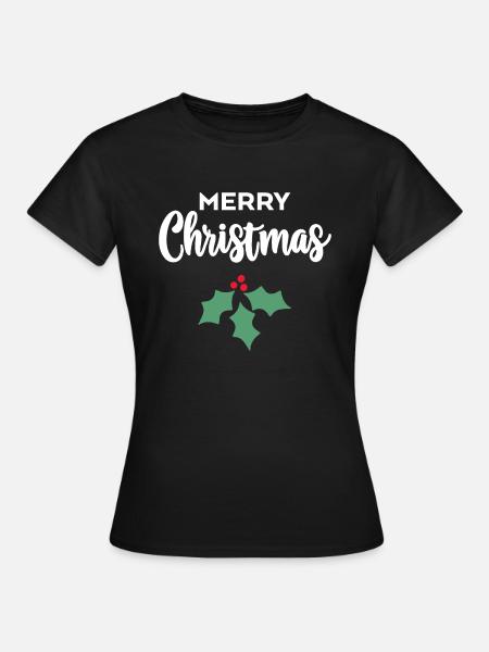 Frohe Weihnachten Stechpalme - Frauen T-Shirt - Schwarz