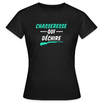 Chasseresse Qui Déchire - T-shirt Femme - noir - Devant - AI Model Female 172 dark (172cm)