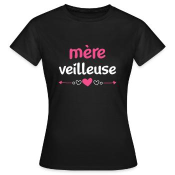 Mère-veilleuse cadeau - T-shirt Femme - noir - Devant - AI Model Female 172 dark (172cm)