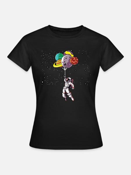 Astronaut mit Luftballons - Frauen T-Shirt - Schwarz