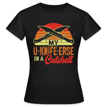 Butcher Knife Knife Knife Collector - Women's T-Shirt - black - Front - AI Model Female 172 dark (172cm)