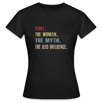 Tante la femme le mythe la mauvaise influence - T-shirt Femme - noir - Devant - AI Model Female 172 dark (172cm)