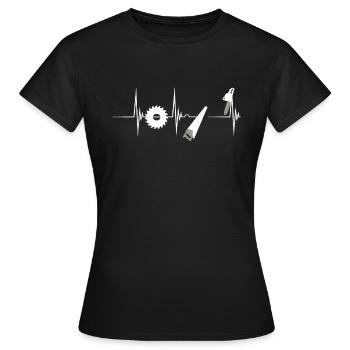 Menuisier Charpentier Scie Scie Dent de scie Coeur ECG - T-shirt Femme - noir - Devant - AI Model Female 172 dark (172cm)