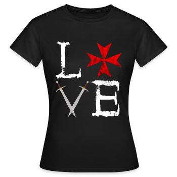 Ritterorden Johanniterorden Deus Vult Tempel Ritte - Frauen T-Shirt - Schwarz - Vorne - AI Model Female 172 dark (172cm)