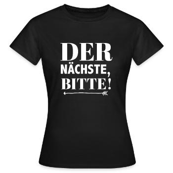 Der Nächste, bitte - Frauen T-Shirt - Schwarz - Vorne - AI Model Female 172 dark (172cm)