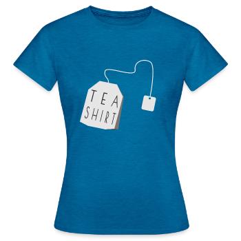 Tea Shirt - White / White - Teabag / Teabag - Women's T-Shirt - antique blue sapphire heather - Front - AI Model Female 172 dark (172cm)