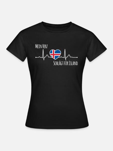 Mon cœur bat pour l’Islande la Scandinavie - T-shirt Femme - noir