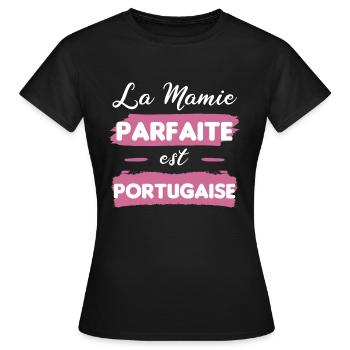 cadeau marrant mamie parfaite portugaise Portugal - T-shirt Femme - noir - Devant - AI Model Female 172 dark (172cm)