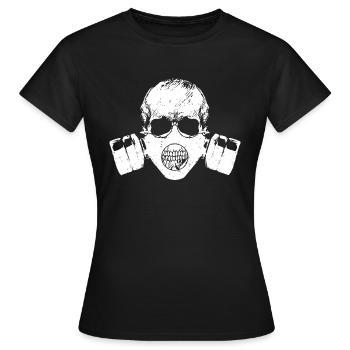Gasmaske und Totenkopf - Frauen T-Shirt - Schwarz - Vorne - AI Model Female 172 dark (172cm)