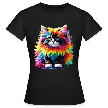 Cat Cat Rainbow Cute Cute Kids - Women's T-Shirt - black - Front - AI Model Female 172 dark (172cm)
