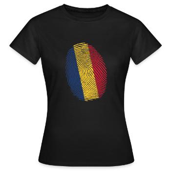 Romania Romanian fingerprint Romanian flag - Women's T-Shirt - black - Front - AI Model Female 172 dark (172cm)