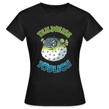 Puffer Fish Partiellement mortel Bande dessinée - T-shirt Femme - noir - Devant - AI Model Female 172 dark (172cm)