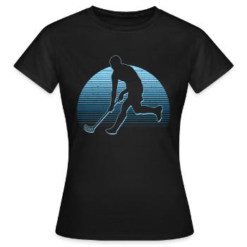 Unihockey Spieler Floorballer Retro Design Floorba - Frauen T-Shirt - Schwarz - Vorne - AI Model Female 172 dark (172cm)