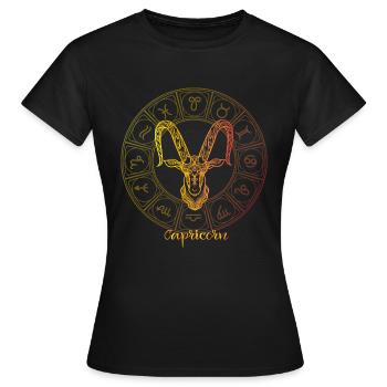 Signe du zodiaque de Capricorne - T-shirt Femme - noir - Devant - AI Model Female 172 dark (172cm)