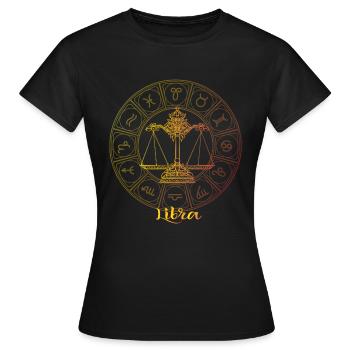 Signe du zodiaque de la Balance - T-shirt Femme - noir - Devant - AI Model Female 172 dark (172cm)