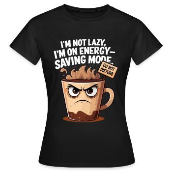 Tasse à café en mode économie d’énergie - T-shirt Femme - noir - Devant - AI Model Female 172 dark (172cm)