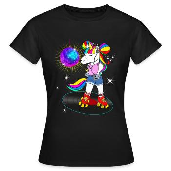 Costume Année 70 80 Vintage Licorne Disco - T-shirt Femme - noir - Devant - AI Model Female 172 dark (172cm)