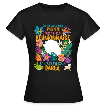 Réunionnaise Humour pour Maman De la Réunion - T-shirt Femme - noir - Devant - AI Model Female 172 dark (172cm)