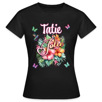 Tatie Jolie Beauté De Fleurs Tropicales Femme - T-shirt Femme - noir - Devant - AI Model Female 172 dark (172cm)
