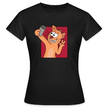 Selfie Chat - T-shirt Femme - noir - Devant - AI Model Female 172 dark (172cm)