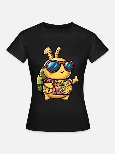 Schnecke Lustig Sommer - Frauen T-Shirt - Schwarz