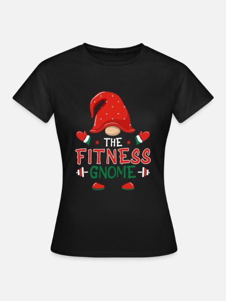 Der Fitness-Gnom - Frohe Weihnachten Fitness - Dame-T-shirt - sort