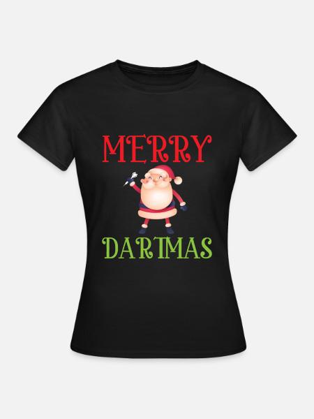 Frohe Dartmas - Frohe Weihnachten Dart - Frauen T-Shirt - Schwarz