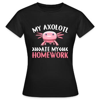 Mon Axolotl a mangé mes devoirs - Axolotl - T-shirt Femme - noir - Devant - AI Model Female 172 dark (172cm)
